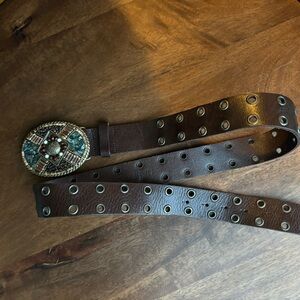 Belt with crystal embellished buckle